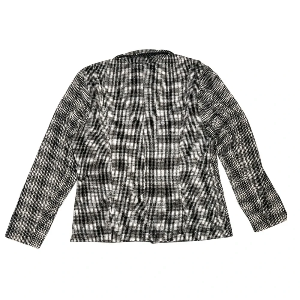 Maeve | Women's‎ Black White Motif Plaid Blazer Size XL Layering Workwear Staple